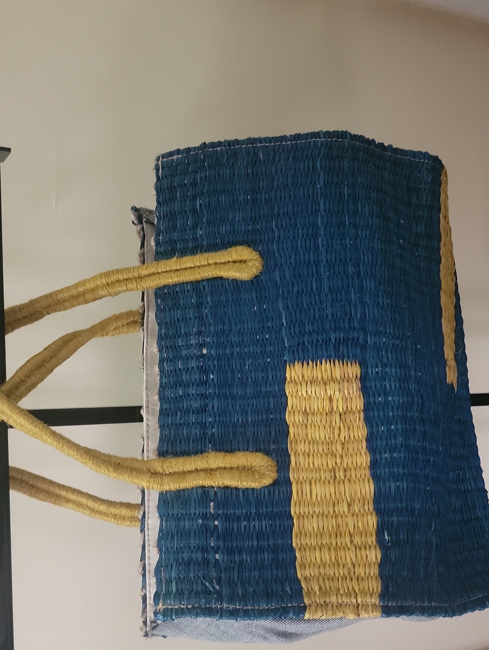 Blue and Yellow Woven Tote Bag
